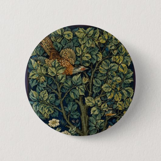 William Morris Fasan Vogel Baum Wald Button (Vorderseite)