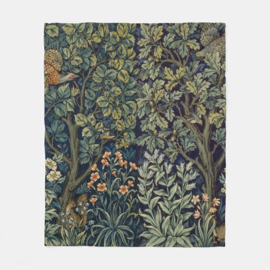 William Morris Fasan Vogel Baum Wald Fleecedecke (Vorderseite)