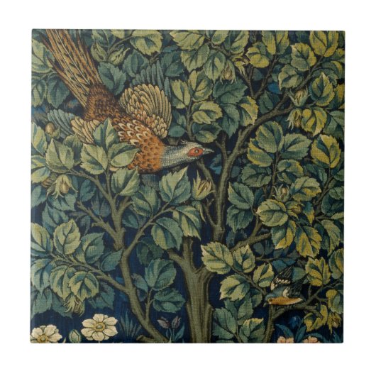 William Morris Fasan Vogel Baum Wald Fliese (Vorderseite)