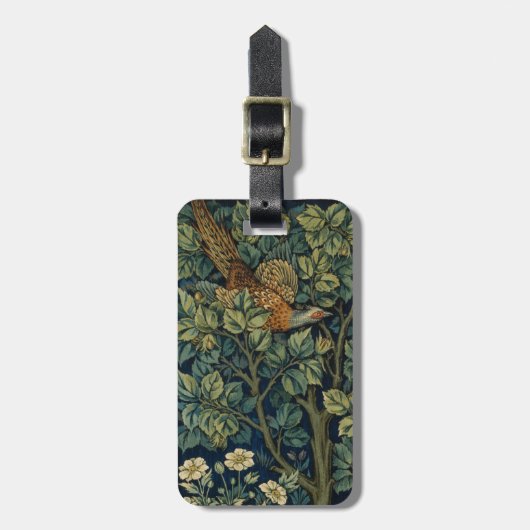 William Morris Fasan Vogel Baum Wald Gepäckanhänger (Vorderseite vertikal)