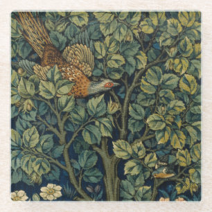 William Morris Fasan Vogel Baum Wald Glasuntersetzer