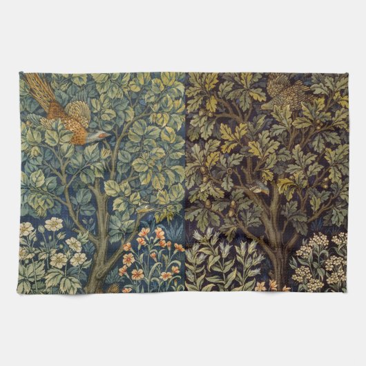 William Morris Fasan Waldvogel Baum Geschirrtuch (Horizontal)