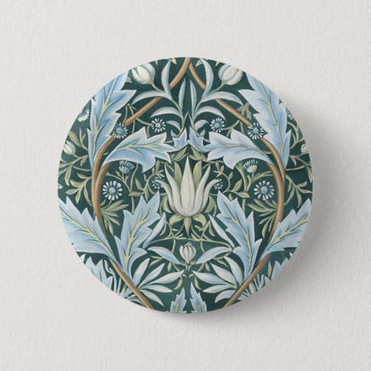 William Morris Fine Floral Wallpaper Pattern Button (Vorderseite)