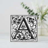 William Morris Floral Alphabet Monogram Letter A Einladung (Stehend Vorderseite)