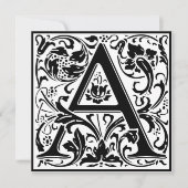 William Morris Floral Alphabet Monogram Letter A Einladung (Vorderseite)