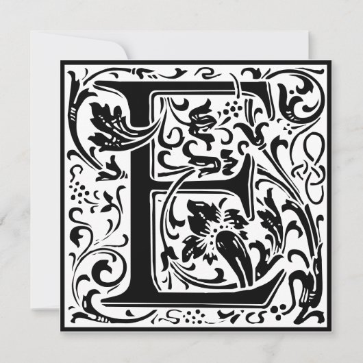 William Morris Floral Alphabet Monogram Letter E Einladung (Vorderseite)