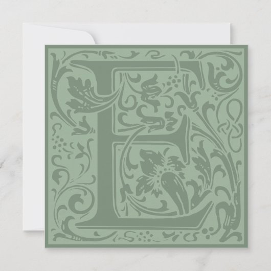 William Morris Floral Alphabet Monogram Letter E Einladung (Vorderseite)