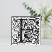 William Morris Floral Alphabet Monogram Letter F Einladung (Stehend Vorderseite)