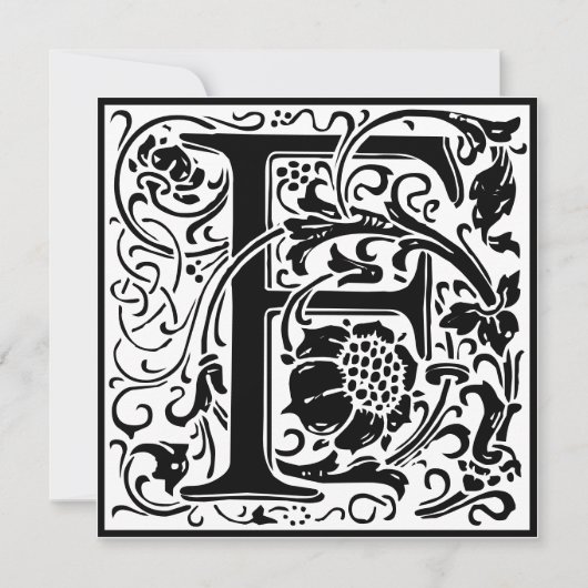 William Morris Floral Alphabet Monogram Letter F Einladung (Vorderseite)