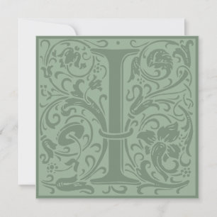 William Morris Floral Alphabet Monogram Letter I Einladung