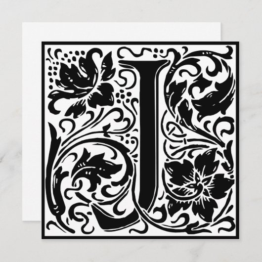 William Morris Floral Alphabet Monogram Letter J Einladung (Vorne/Hinten)
