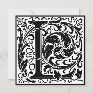William Morris Floral Alphabet Monogram Letter L Einladung