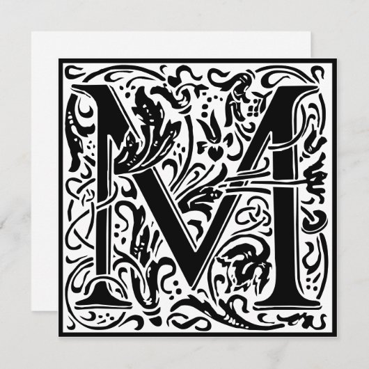 William Morris Floral Alphabet Monogram Letter M Einladung (Vorne/Hinten)
