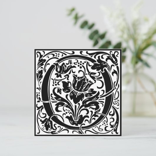William Morris Floral Alphabet Monogram Letter O Einladung (Stehend Vorderseite)