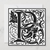 William Morris Floral Alphabet Monogram Letter P Einladung (Vorderseite)