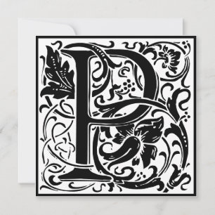William Morris Floral Alphabet Monogram Letter P Einladung