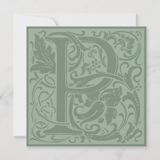 William Morris Floral Alphabet Monogram Letter P Einladung (Vorderseite)