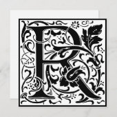 William Morris Floral Alphabet Monogram Letter R Einladung (Vorne/Hinten)