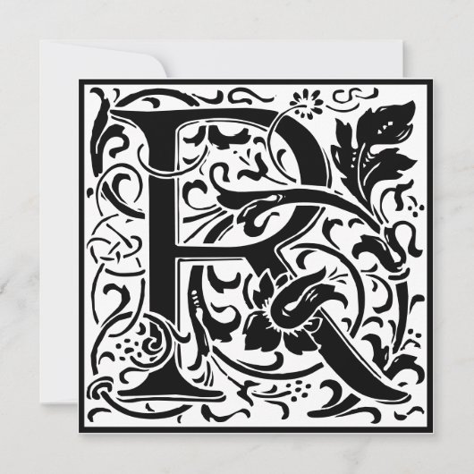 William Morris Floral Alphabet Monogram Letter R Einladung (Vorderseite)