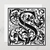 William Morris Floral Alphabet Monogram Letter S Einladung (Vorne/Hinten)