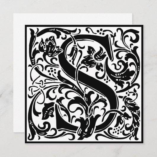 William Morris Floral Alphabet Monogram Letter S Einladung (Vorne/Hinten)
