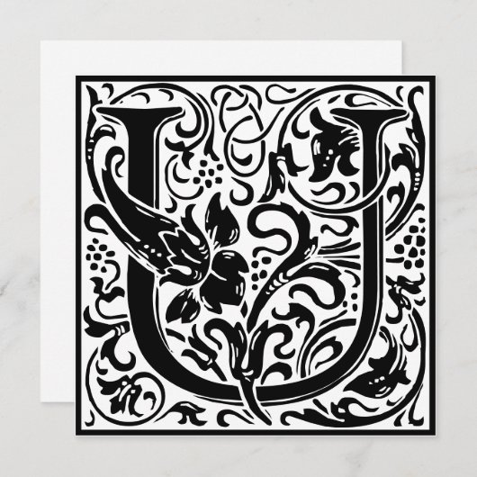 William Morris Floral Alphabet Monogram Letter U Einladung (Vorne/Hinten)