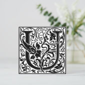 William Morris Floral Alphabet Monogram Letter U Einladung (Stehend Vorderseite)