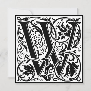 William Morris Floral Alphabet Monogram Letter W Einladung