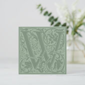 William Morris Floral Alphabet Monogram Letter W Einladung (Stehend Vorderseite)