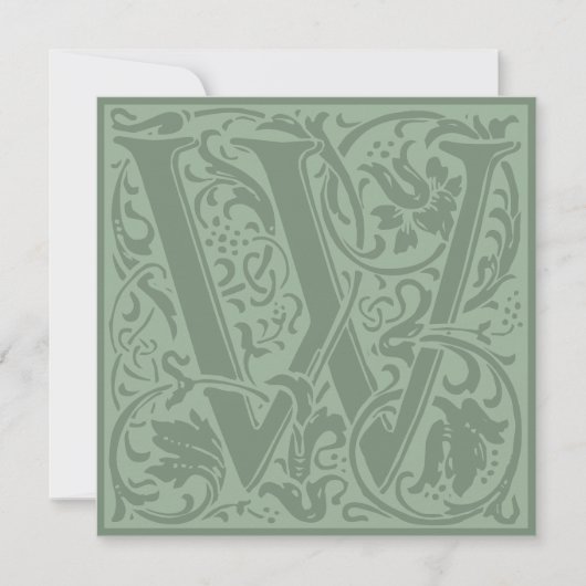 William Morris Floral Alphabet Monogram Letter W Einladung (Vorderseite)