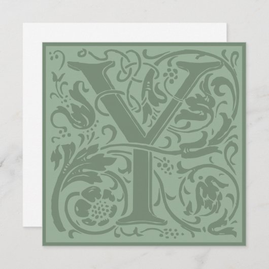William Morris Floral Alphabet Monogram Letter Y Einladung (Vorne/Hinten)