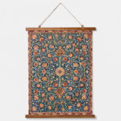 William * Morris Floral Aquamarin Peach Wandteppich Mit Holzrahmen (Vorderseite)