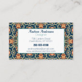 William Morris Floral Arabesque Geometric Visitenkarte (Rückseite)