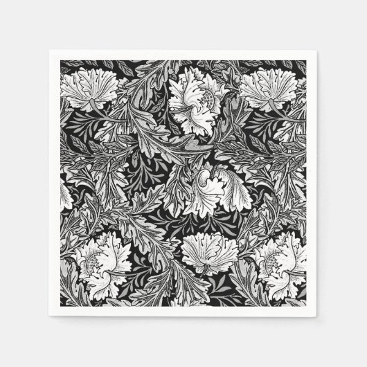 William Morris Floral, Black, White & Gray / Grau Serviette (Vorderseite)
