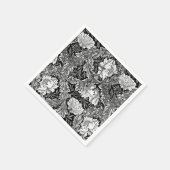 William Morris Floral, Black, White & Gray / Grau Serviette (Ecke)