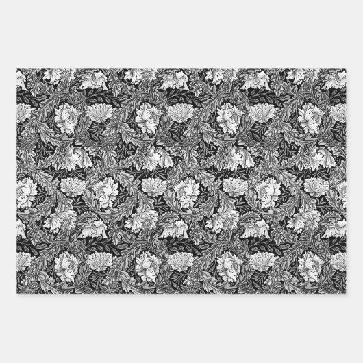William Morris Floral, Blue, Brown, Black & White Geschenkpapier Set (Vorderseite 2)