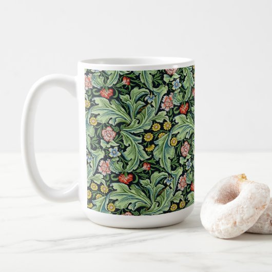 William Morris Floral Blume Carnation Pink Green Kaffeetasse (Mit Donut)