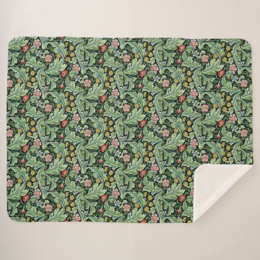 William Morris Floral Blume Carnation Pink Green Sherpadecke (Vorderseite (Horizontal))
