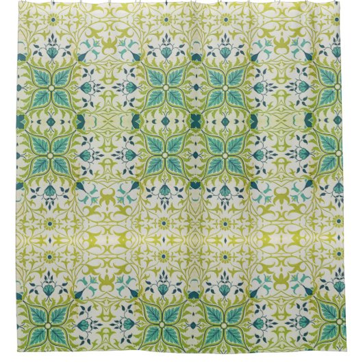 William Morris Floral Blume Foliage Green Blue Duschvorhang (Vorderseite)
