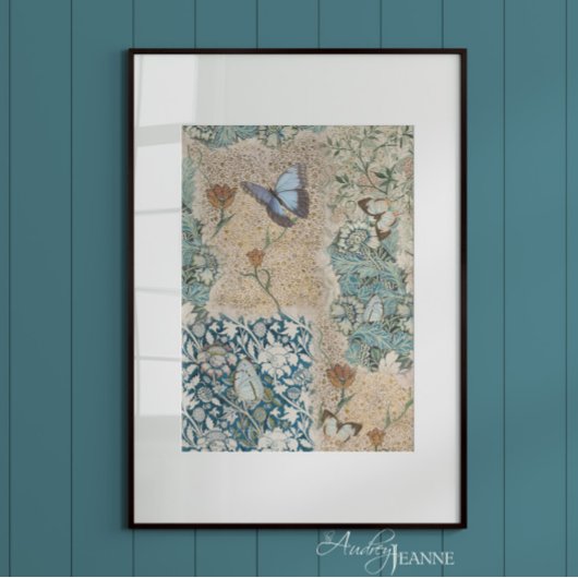 William Morris Floral Butterfly Garden Decoupage Seidenpapier