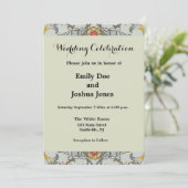 William Morris Floral Circle Blume Illustration Einladung (Stehend Vorderseite)