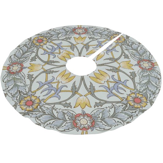 William Morris Floral Circle Blume Illustration Polyester Weihnachtsbaumdecke (Schrägansicht)