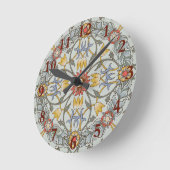 William Morris Floral Circle Flower Illustration Runde Wanduhr (Winkel)