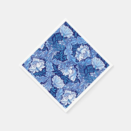 William Morris Floral, Cobalt Blue und White Serviette (Ecke)