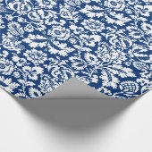 William Morris Floral Damask, Cobalt Blue & White Geschenkpapier (Ecke)