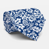 William Morris Floral Damask, Cobalt Blue & White Krawatte (Gerollt)