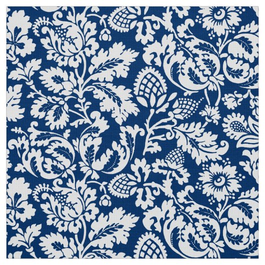 William Morris Floral Damask, Cobalt Blue & White Stoff (Muster)