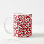 William Morris Floral Damask, Deep Red on White Kaffeetasse (Links)