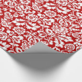 William Morris Floral Damask, Deep Red und White Geschenkpapier (Ecke)