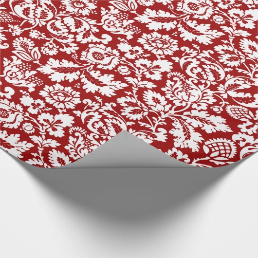 William Morris Floral Damask, Deep Red und White Geschenkpapier (Ecke)